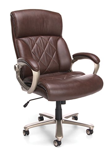 OFM Avenger Series Big and Tall Leather Executive Chair - Brown Leather Computer Chair with Arms (812-LX)