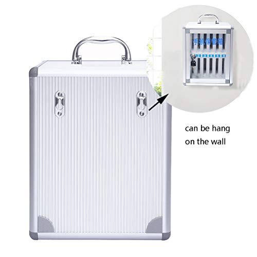 Ozzptuu 60 Slots Aluminum Alloy Pocket Chart Storage Cabinet for Cell Phones,Wall-Mounted with a Locked,Can be Carried by Hand