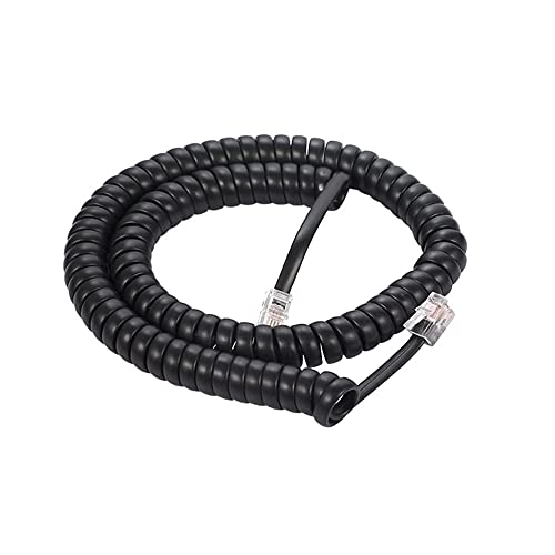 Cable Central LLC Coiled Handset Cord 12Ft (100 Pack, RJ22 Black)