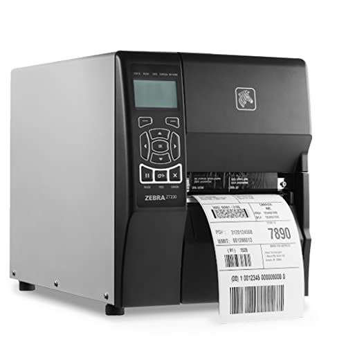 Zebra ZT230 Thermal Transfer and Direct Thermal Industrial Monochrome Black and White Barcode Label Printer, Black - LCD, 203 dpi, 6 ips, 4.0" Print Width, Serial and USB Ports - BROAG External Webcam