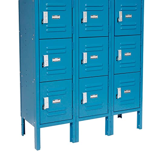 Global Industrial Six Tier Locker, 12x12x12, 18 Door, Blue - Unassembled