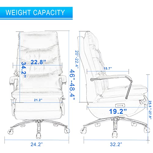 HESL Electric Power Reclining Office Chair with Footrest, Big and Tall Auto-Linked Armrests, 500 lb Capacity Black