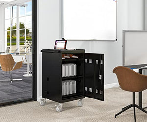 Laptop Storage Rack for Multiple Laptops, Storage for A Total of 30 Devices, Mobile Charging Cabinet and Cart for Tablets and Laptops Up to 17" Screen Size.