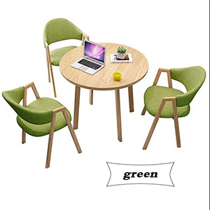 SKUAI Small Office Conference Coffee Table Chair Set - Nordic Negotiation Table Tea Shop Modern Restaurant Round Table 90cm Cotton Linen Dessert Shop (Green)