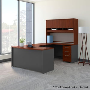 Bush Business Furniture Series C Right Handed Bow Front U Shaped Desk with Hutch and Storage, 60W, Hansen Cherry