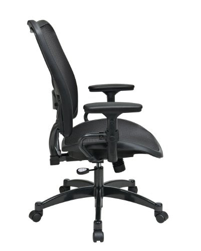 SPACE Seating Deluxe AirGrid Dark Back and Seat, 2-to-1 Synchro Tilt Control, Adjustable Arms, Tilt Tension and Lumbar Support with Gunmetal Finish Base Managers Chair