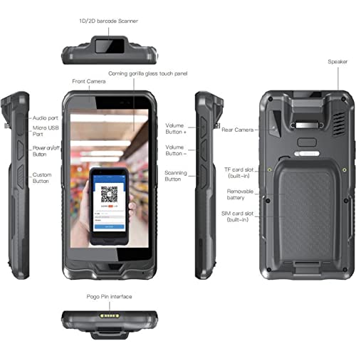 RUGPDA Rugged Handheld Terminal 6-inch Windows10 IOT 4GB+128GB with 1D/2D Scanner and Docking Station