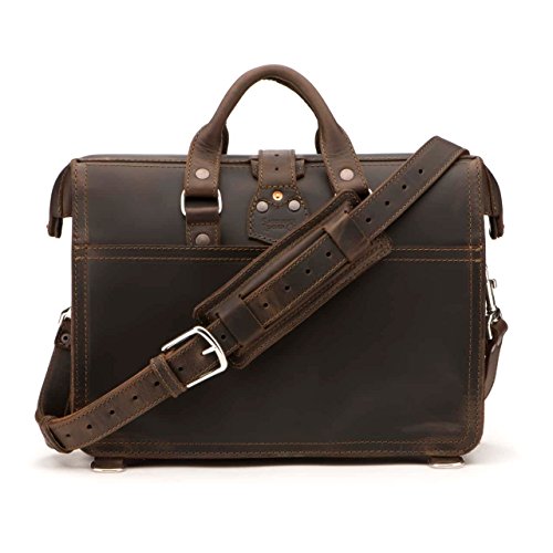Saddleback Leather Co. Flight Bag 15-inch Full Grain Leather Expandable Laptop Briefcase for Men Includes 100 Year Warranty