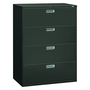 HON Brigade 600 Series Lateral File Cabinet, 4 Legal/Letter-Size Drawers, Charcoal - 42" x 18" x 52.5