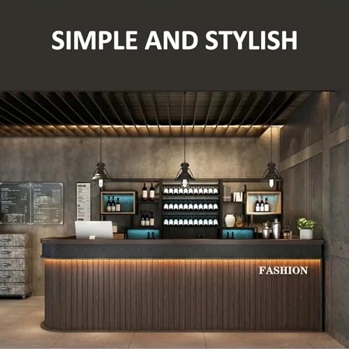 KAGUYASU Retro Corner Reception Desk Curved Bar Counter (Light Gray + Black, D137.8*W23.62*H39.37 inches)