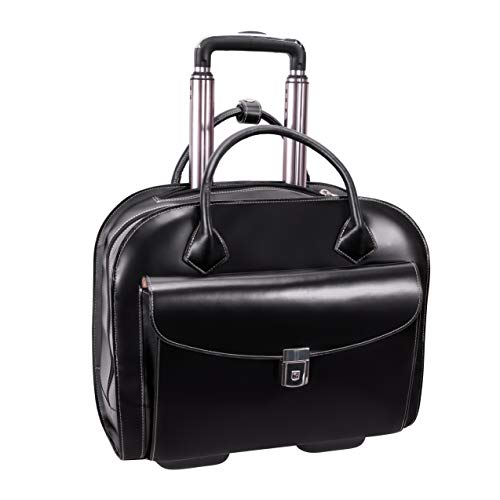 McKleinUSA L Series, Granville, Top Grain Cowhide Leather, 15" Leather Wheeled Ladies' Laptop Briefcase, Black (96145A)