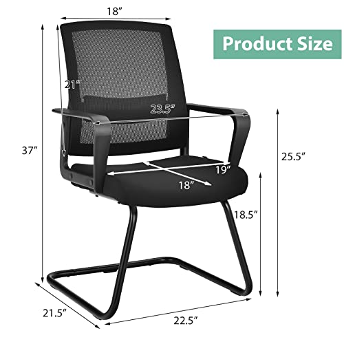 Tangkula Office Guest Chair Set of 12 with Adjustable Lumbar Support & Sled Base