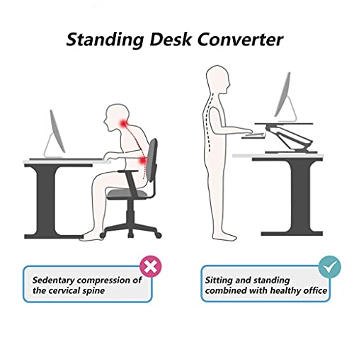 Height Adjustable Standing Desk Converter 31.4inch Sit to Stand Up Desk Riser Home Office Desk Workstation with Keyboard Tray (Color : White)