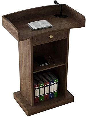 None Lectern Podium Desk with Drawer (Natural)