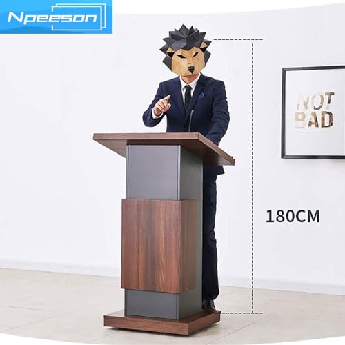 Npeeson Portable Podium Stand with Locking Wheels and Adjustable Microphone Stand