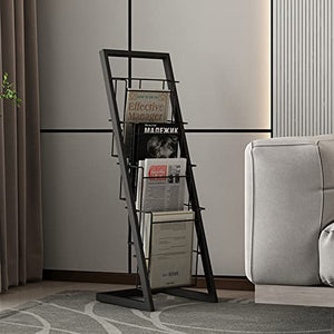 YXXSDP Narrow Vertical Magazine Rack/Brochures Holder - Black Metal Literature Organizer