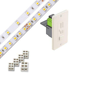 Diode LED Under Cabinet LED Light Kit - 16.4' Tape Light with Dimmer Switch and 5 Connectors