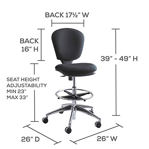 Safco Products Metro Extended Height Chair 3442BL, Ergonomic, Pneumatic Height Adjustable, Heavily Padded