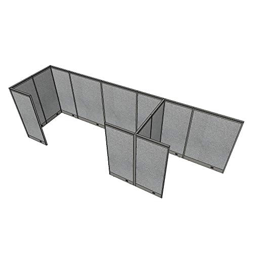 G GOF 3 Person Workstation Cubicle (6'D x 18'W x 4'H) - Walnut / Office Partition