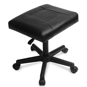 DLT Ottoman Faux Leather Footrest Stool, Adjustable Height Foot Rest Under Desk - White