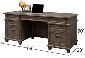 Martin Furniture Double Pad Desk, 68", Weathered Dove