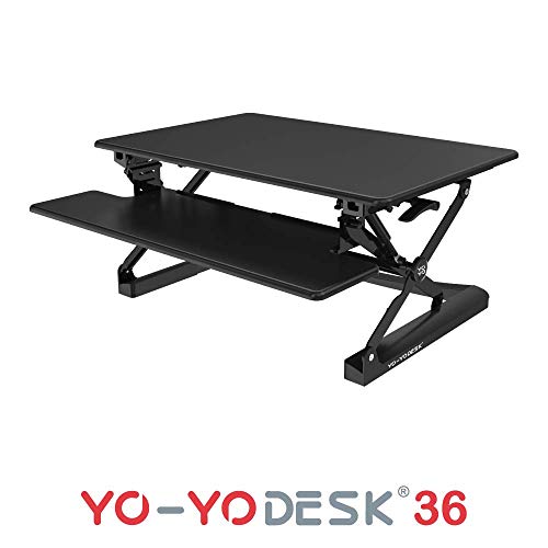 Yo-Yo DESK 36 Height-Adjustable Standing Desk. Superior sit-Stand Solution Suitable for All workstations and Standing Desk workplaces. (Black, 36")