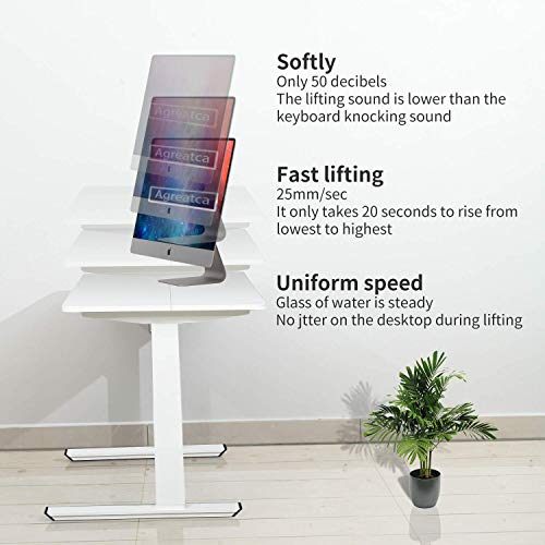 Agreatca Electric Standing Desk, Height Adjustable 48 x 24 Inch Memory Sit Stand Desk Home Office Workstation Stand up Desk with Splice Board, White Frame/White Top