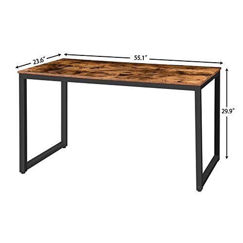 HOOBRO Computer Desk, Home Office Writing Desk, 55.1 x 23.6 x 29.9 Inch Industrial PC Laptop Study Table in Living Room, Bedroom, Sturdy Metal Frame, Easy Assembly, Rustic Brown and Black BF68DN01