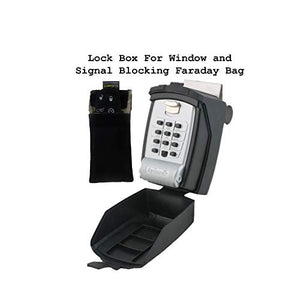KeyGuard PRO Hanging Lock Box & Faraday Bag - Portable Punch Button Combination Lockbox to Hang on Car Windows and More - Portable Faraday Pouch for Key Fobs and Small Devices - SL-591-CVR - 4 Pack