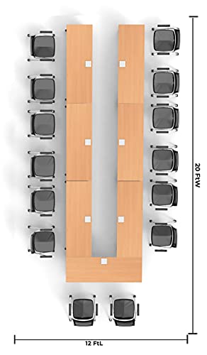 Team Tables 14 Person Training Meeting Seminar Classroom Model 5606 Folding Industrial Caster Z-Base with Power+USB Outlet