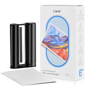 Liene 4x6'' Rechargeable Photo Printer Bundle (100 pcs +3 Ink Cartridges), Wireless Photo Printer for iPhone, Smartphone, Android, Computer, Dye Sublimation Printer, Photo Printer for Travel, Home Use