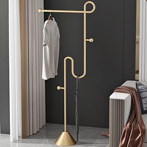 BinOxy Freestanding Coat Rack Clothes Storage Display Rack - Gold