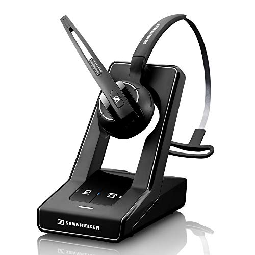 Sennheiser SD Office (506006) - Single-Sided DECT Wireless Headset for Desk Phone & Softphone/PC Connection, Noise-Cancelling Microphone, Multiple Wearing Styles (Black)