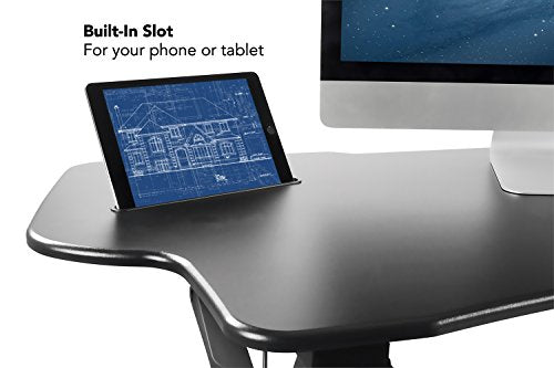 Mount-It! Electric Standing Desk Converter, 48 Inch Extra Wide Motorized Sit Stand Desk with Built in USB Port, Ergonomic Height Adjustable Workstation, Black (MI-7962)