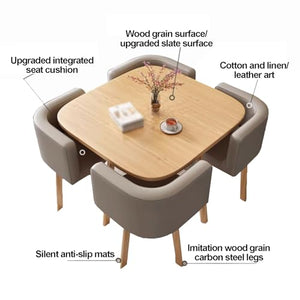 JOSKAA Modern Square Table and Chair Set for 4 - Office, Restaurant, Cafe, Coffee