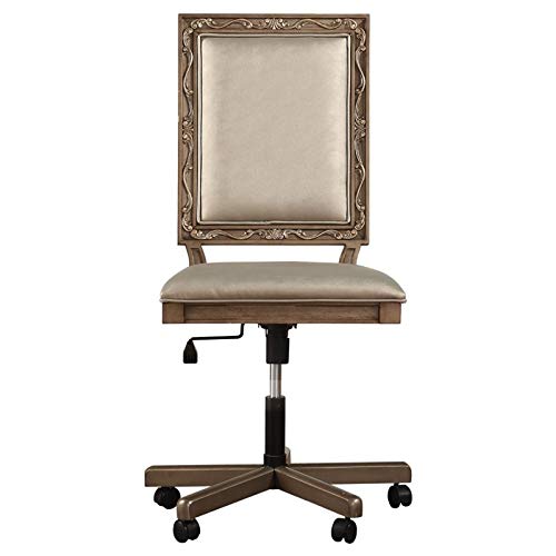 Acme Furniture Traditional 2 Piece Computer Desk and Hutch with Office Chair in Gold