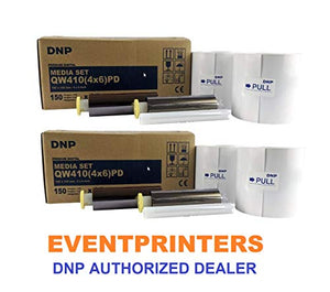 Two Boxes of DNP QW410 Media 4 x 6 inch Paper and Ribbon (Total 600 Prints). Bundle with 50 Self-Adhesive Photo Magnets Size 2X6 inch (Sublimax Brand). for use with DNP QW410 Printer only.