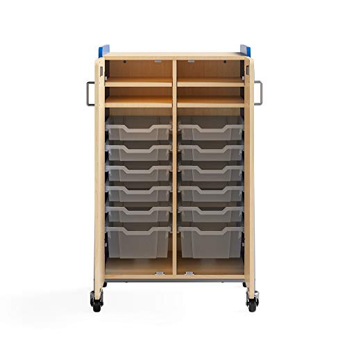 Safco Rolling Storage Cart with Magnetic Dry-Erase Back, Electric Blue, 48" H