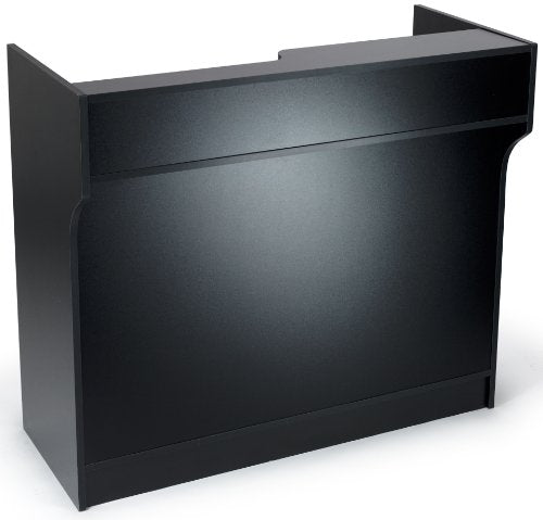 Free-Standing Black Melamine Register Stand, with Adjustable Shelves, Pull-Out Drawer, and Check Writing Area