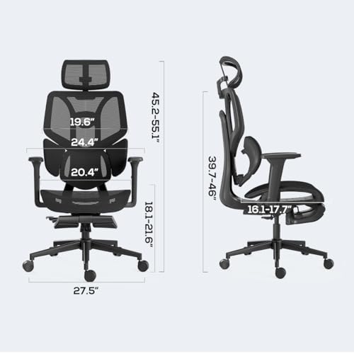 Hbada E3 Ergonomic Office Chair with Lumbar Support, Seat Depth Adjustment, and Footrest