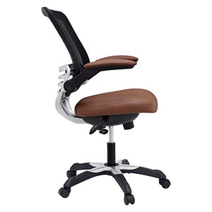Modway Edge Mesh Back and White Vinyl Seat Office Chair With Flip-Up Arms - Computer Desks in Tan