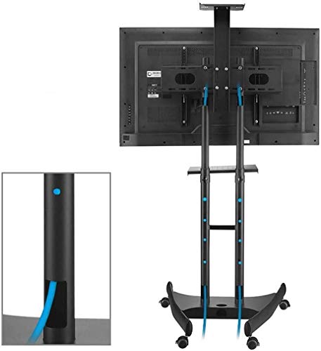 TV Rack Furniture Mobile TV Cart with Mount, 32-65 Inch Flat Display Height Adjustable, Caster, 2 Shelves, Full Motion