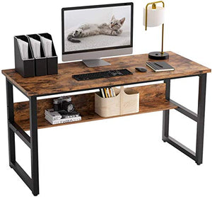 IRONCK Industrial Computer Desk 47" with Bookshelf, Office Desk, Writing Desk, Wood and Metal Frame, Industrial Style, Study Table Workstation for Home Office Furniture…