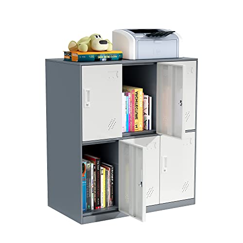 Metal Storage Cabinet with Card Slot - White+Gray 37.8" L*37.8" W*4.33" H