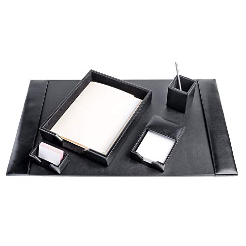 Dacasso Bonded Leather Desk Set, 5pcs, Black