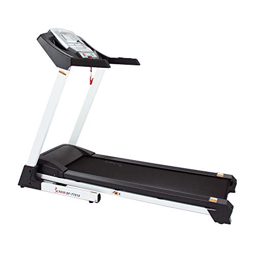 Sunny Health & Fitness SF-T7515 Smart Treadmill with Auto Incline, Speakers, Bluetooth, LCD and Pulse Monitor, Phone Function, 240 LB Max Weight , grey