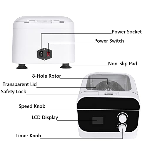 [fonhunt] 110V 8x20ml 4000RPM 0-999min Timer Digital Display Electronic Manual Shipping from US
