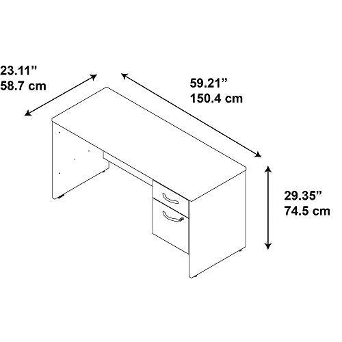 Bush Business Furniture Series C Elite 60W x 24D L-Desk with 3/4 Pedestal in Hansen Cherry