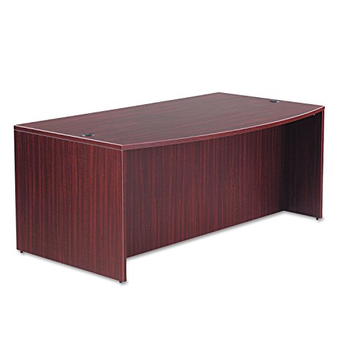 Alera ALEVA227236MY Valencia Bow Front Desk Shell, 71w x 35 1/2d to 41 3/8d x 29 5/8h, Mahogany