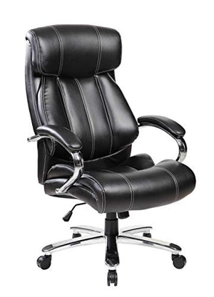 United Office Chair 9352BR 9352Bk High Back Leather Big and Tall 400 LBS Executive Swivel Office Computer Desk Chair (Black)